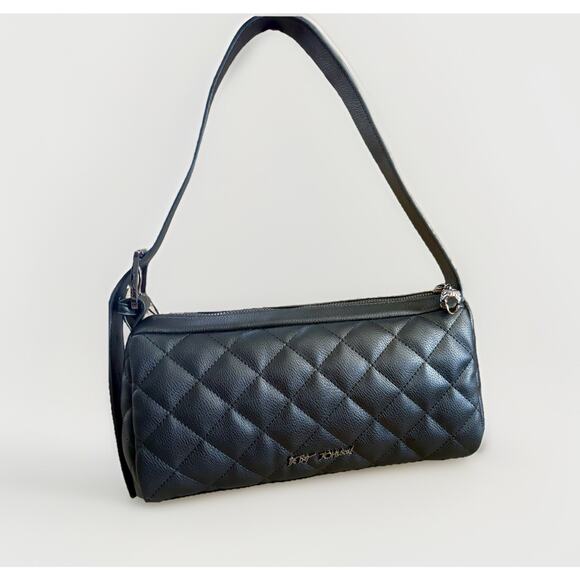 BETSEY JOHNSON Skull Studs BLK LTR Quilted Hobo Shoulder Bag Halloween Goth Y2K - Picture 3 of 16